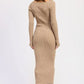Halter Neck Long Sleeve Midi Dress - DAVERRI FASHIONS