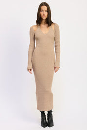 Halter Neck Long Sleeve Midi Dress | Midi Dresses Daverri Fashions