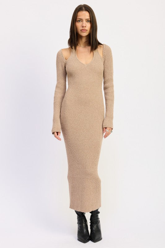 Halter Neck Long Sleeve Midi Dress | Midi Dresses Daverri Fashions