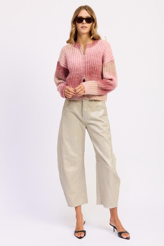 Ribbed Cardigan with Double Zipper | Cardigans Daverri Fashions