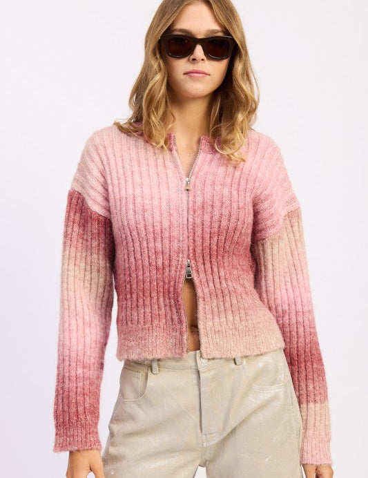 ROSE Ribbed Cardigan with Double Zipper | Cardigans Daverri Fashions