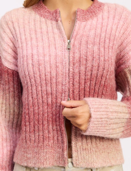 Ribbed Cardigan with Double Zipper | Cardigans Daverri Fashions