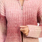 Ribbed Cardigan with Double Zipper - DAVERRI FASHIONS