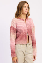 Ribbed Cardigan with Double Zipper | Cardigans Daverri Fashions