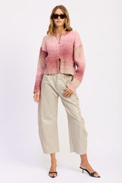 Ribbed Cardigan with Double Zipper | Cardigans Daverri Fashions