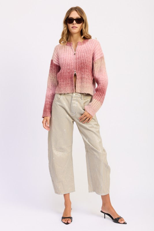 Ribbed Cardigan with Double Zipper | Cardigans Daverri Fashions