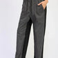 Loose Fit Mix Media Pants - DAVERRI FASHIONS