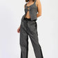 Loose Fit Mix Media Pants - DAVERRI FASHIONS