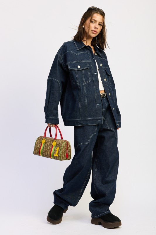 Oversized Twill Button Up Jacket | Jackets Daverri Fashions
