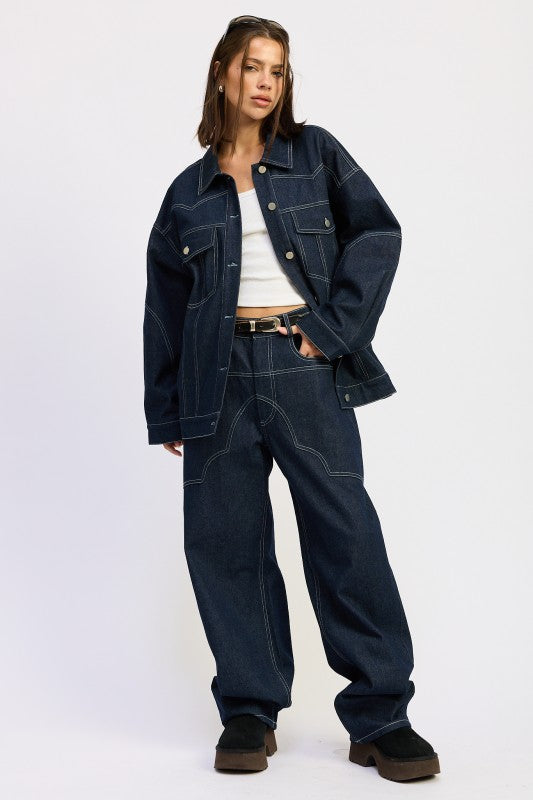 Oversized Twill Button Up Jacket | Jackets Daverri Fashions