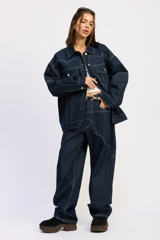 Oversized Twill Button Up Jacket | Jackets Daverri Fashions