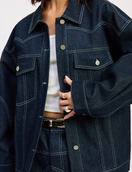 Oversized Twill Button Up Jacket | Jackets Daverri Fashions