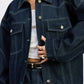Oversized Twill Button Up Jacket - DAVERRI FASHIONS