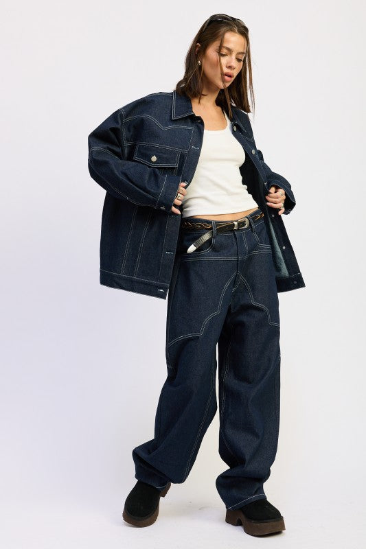 Oversized Twill Button Up Jacket | Jackets Daverri Fashions