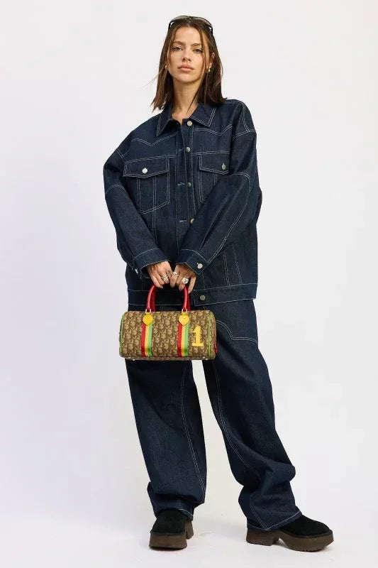 Oversized Twill Button Up Jacket - DAVERRI FASHIONS