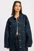Oversized Twill Button Up Jacket - DAVERRI FASHIONS