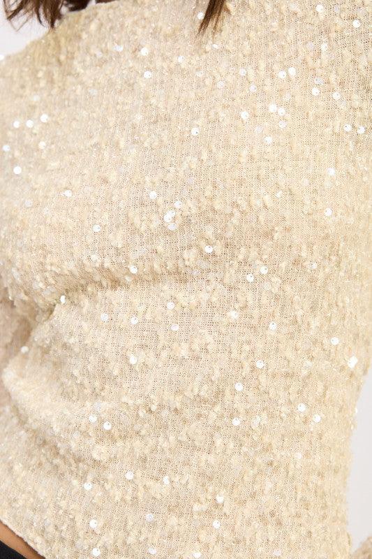 Asymmetrical Sequin Top - DAVERRI FASHIONS