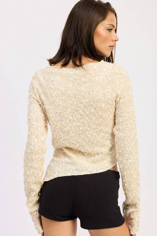 Asymmetrical Sequin Top | Tops Daverri Fashions