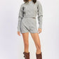 Cable Knit Cropped Sweater Grey - DAVERRI FASHIONS