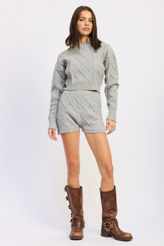 Cable Knit Cropped Sweater | Sweaters Daverri Fashions