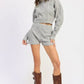 Cable Knit Cropped Sweater Grey - DAVERRI FASHIONS