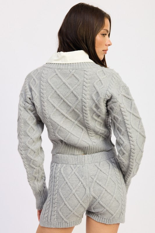 Cable Knit Cropped Sweater | Sweaters Daverri Fashions