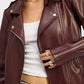 Faux Leather Biker Jacket - DAVERRI FASHIONS