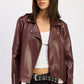 Faux Leather Biker Jacket - DAVERRI FASHIONS