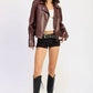 Faux Leather Biker Jacket - DAVERRI FASHIONS