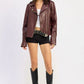 Faux Leather Biker Jacket - DAVERRI FASHIONS