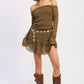 Off Shoulder Lace Mini Dress - DAVERRI FASHIONS