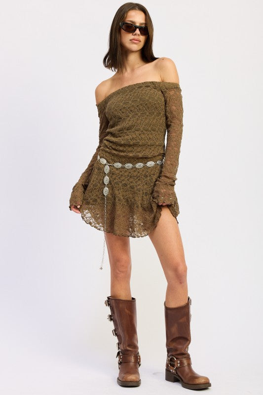 Off Shoulder Lace Mini Dress | Mini Dresses Daverri Fashions