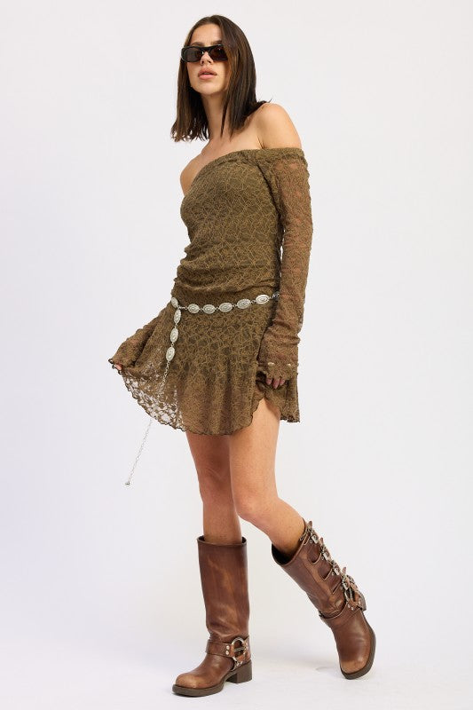 Off Shoulder Lace Mini Dress | Mini Dresses Daverri Fashions