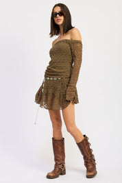 Off Shoulder Lace Mini Dress | Mini Dresses Daverri Fashions