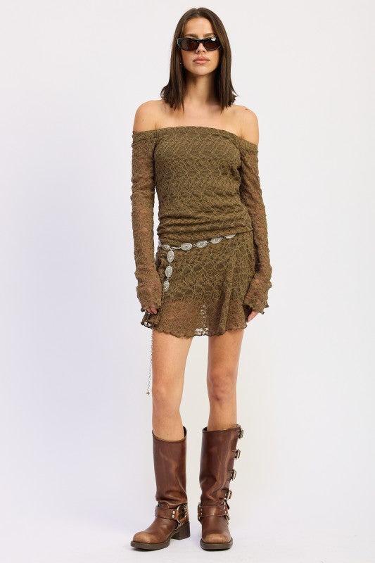 Off Shoulder Lace Mini Dress | Mini Dresses Daverri Fashions
