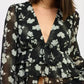 FLORAL TIE FRONT RUFFLED BLOUSE - DAVERRI FASHIONS