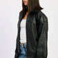 Shearling Collar Vegan Leather Jacket - DAVERRI FASHIONS