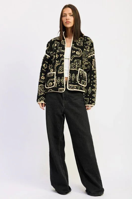 Paisley Sherpa Jacket - DAVERRI FASHIONS