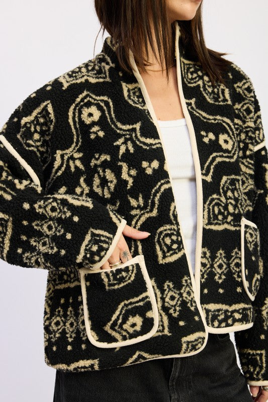 Paisley Sherpa Jacket | Jackets Daverri Fashions