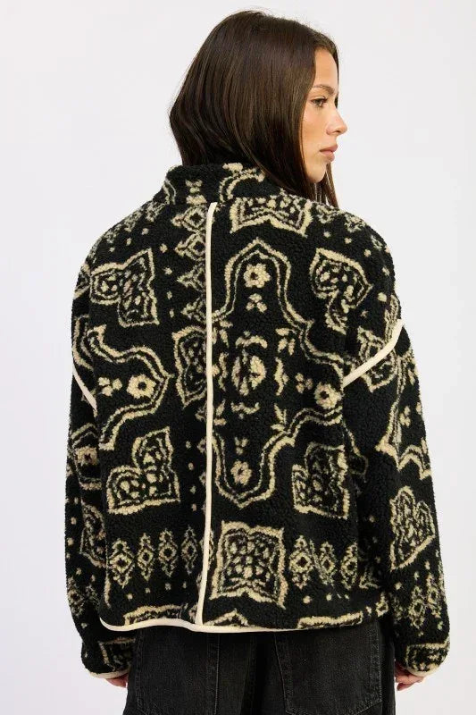 Paisley Sherpa Jacket - DAVERRI FASHIONS