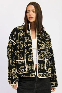 Paisley Sherpa Jacket - DAVERRI FASHIONS