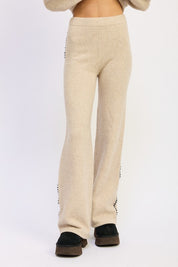 Wide Leg Pants with Blanket Stitching | Pants Daverri Fashions
