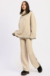 Wide Leg Pants with Blanket Stitching | Pants Daverri Fashions
