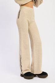 Wide Leg Pants with Blanket Stitching | Pants Daverri Fashions