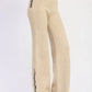 Wide Leg Pants with Blanket Stitching - DAVERRI FASHIONS