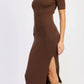 Ribbed Sweater Midi Dress with Slit - DAVERRI FASHIONS