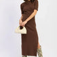Ribbed Sweater Midi Dress with Slit - DAVERRI FASHIONS
