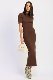 Ribbed Sweater Midi Dress with Slit | Midi Dresses Daverri Fashions