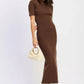 Ribbed Sweater Midi Dress with Slit - DAVERRI FASHIONS