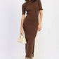 Ribbed Sweater Midi Dress with Slit - DAVERRI FASHIONS